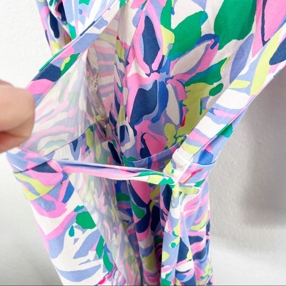Lilly Pulitzer Tiki Wrap Romper Havin A Blast Purple Floral XXS - Picture 6 of 12